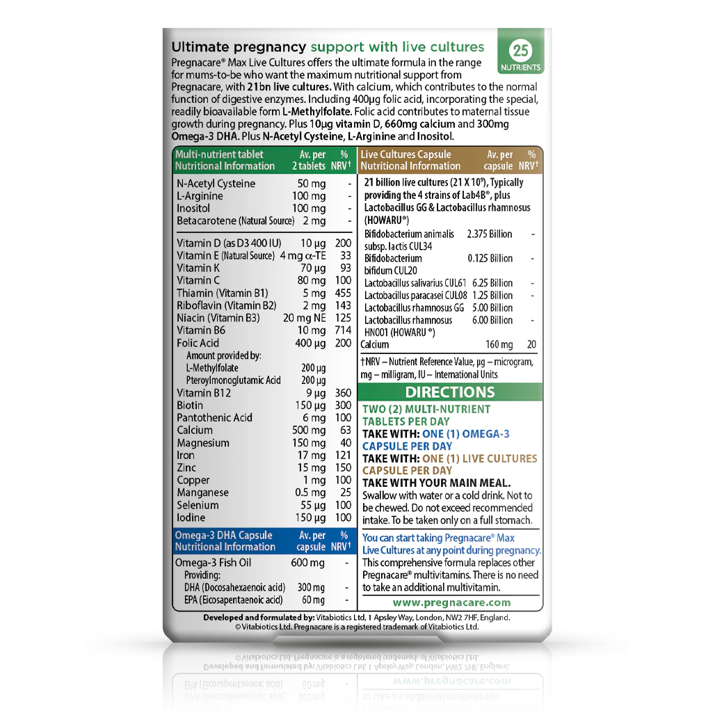 Pregnacare Max + Live Cultures - Image 3